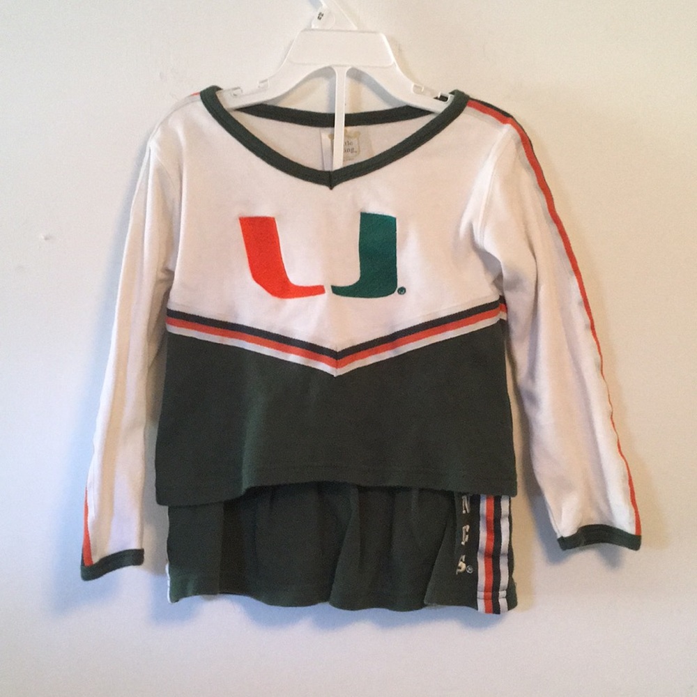 Girls Miami Hurricanes cheerleading outfit